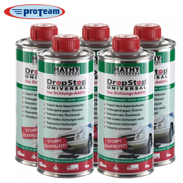 5 * MATHY DropStop 250 ml – Öl-Additiv zur Regeneration von Gummidichtungen und zum Stoppen von Ölverlust