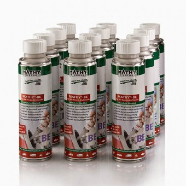 MATHY-BE Benzin-Additiv – 12 * 250 ml Kraftstoffzusatz zur Reinigung und Pflege von Ottomotoren